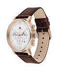 Tommy Hilfiger Evan White Dial Brown Leather Strap Watch for Men - 1710394