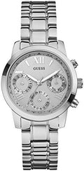 Guess Mini Sunrise Silver Dial Silver Steel Strap Watch For Women - W0448L1