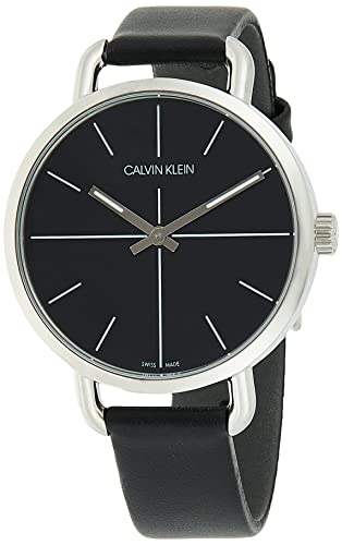 Calvin Klein Even Black Dial Black Leather Strap Watch for Women  - K7B231CZ