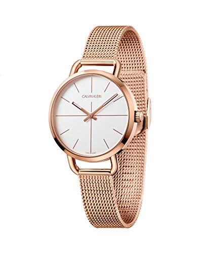 Calvin Klein Even White Dial Rose Gold Mesh Bracelet Watch for Women - K7B23626