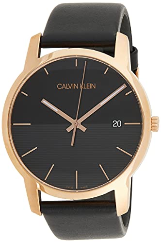 Calvin Klein City Quartz Black Dial Black Leather Strap Watch for Men - K2G2G6CZ