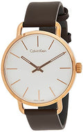 Calvin Klein Even Silver Dial Brown Leather Strap Watch for Men - K7B216G6