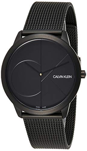 Calvin Klein Minimal Black Dial Black Mesh Bracelet Watch for Men - K3M514B1