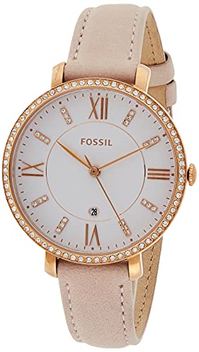 Fossil Jacqueline White Dial Pink Leather Strap Watch for Women - ES4303