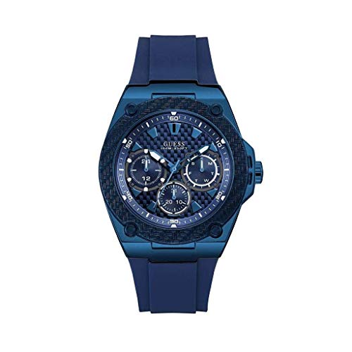 Guess Legacy Blue Dial Blue Rubber Strap Watch for Men - W1049G7