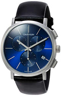 Calvin Klein Chronograph Blue Dial Black Leather Strap Watch for Men - K8Q371CN