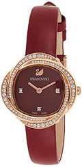 Swarovski Crystal Flower Red Dial Red Leather Strap Watch for Women - 5552780