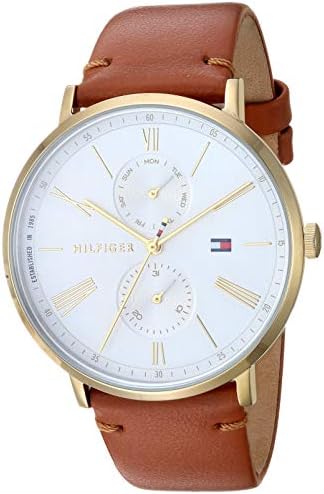 Tommy Hilfiger Jenna Quartz White Dial Brown Leather Strap Watch for Women - 1782073