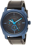 Fossil Machine Chronograph Black Dial Black Leather Strap Watch for Men - FS5361