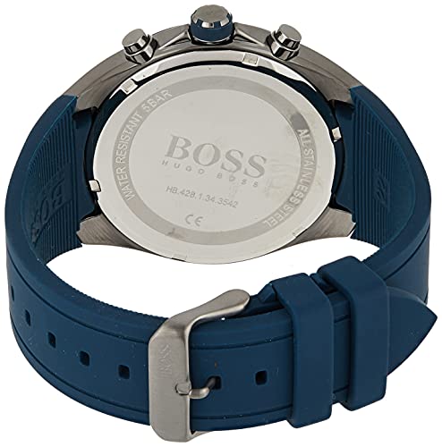 Hugo Boss Distinct Chronograph Blue Dial Blue Rubber Strap Watch for Men - 1513856