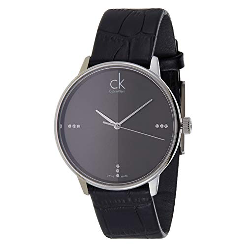 Calvin Klein Accent Black Dial Black Leather Strap Watch for Men - K2Y2X1CU