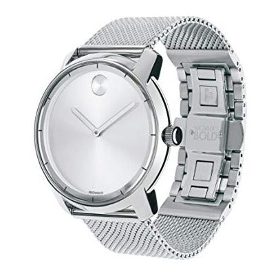 Movado Bold Silver Dial Silver Mesh Bracelet Watch For Men - 3600260