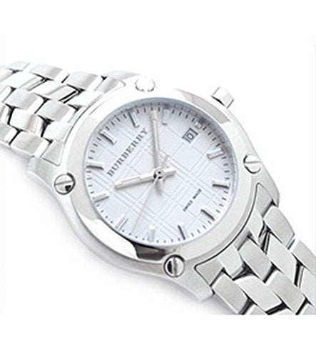 Burberry Heritage Check White Dial Silver Stainless Steel Strap Watch for Women - BU1853