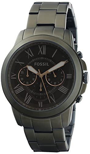 Fossil Grant Chronograph Olive Green Dial Green Steel Strap Watch for Men - FS5375