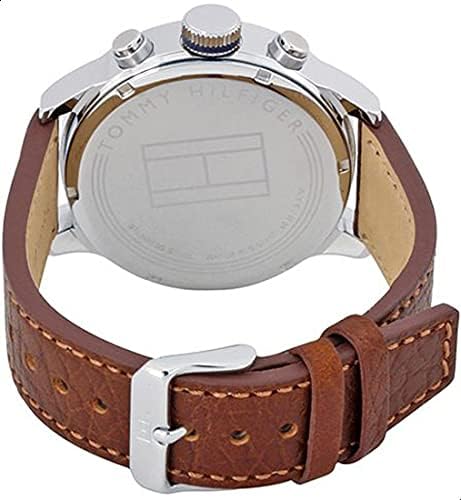 Tommy Hilfiger Jackson Multi-Function Silver Dial Brown Leather Strap Watch for Men - 1791239