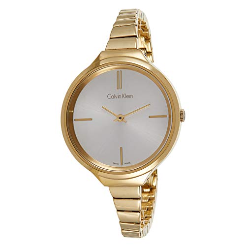 Calvin Klein Lively Silver Dial Gold Steel Strap Watch for Women - K4U23526