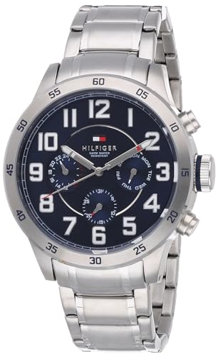 Tommy Hilfiger Trent Quartz Blue Dial Silver Steel Strap Watch for Men - 1791053