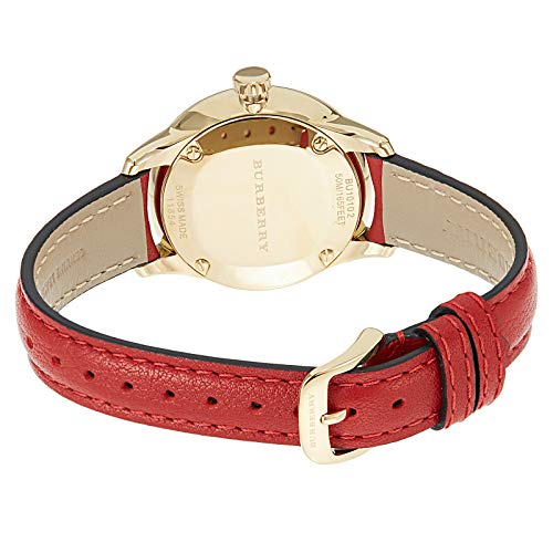 Burberry The Classic Gold Dial Red Leather Strap Watch for Women - BU10102