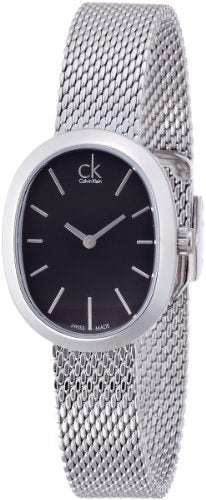 Calvin Klein Incentive Black Dial Silver Mesh Bracelet Watch for Women - K3P23121