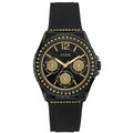 Guess Starlight Black Dial Black Rubber Strap Watch for Women - W0846L1