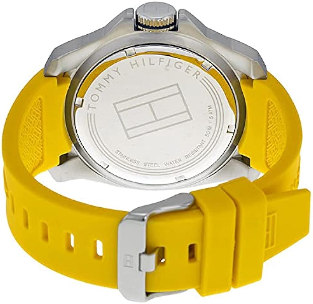 Tommy Hilfiger Windsurf White Dial Yellow Rubber Strap Watch for Men - 1791115