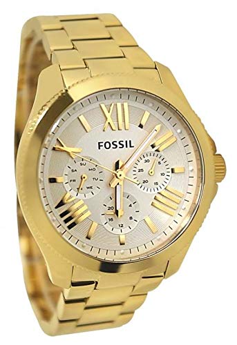 Fossil Cecile Multifunction Champagne Dial Gold Steel Strap Watch for Women - AM4510