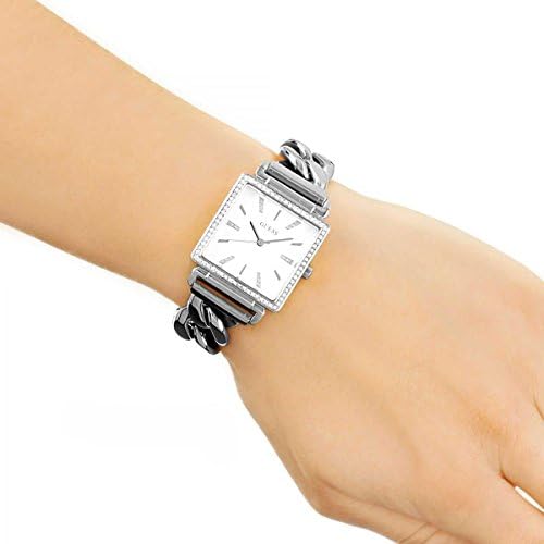 Guess Vanity Diamonds White Dial Silver Steel Strap Watch for Women - W1030L1