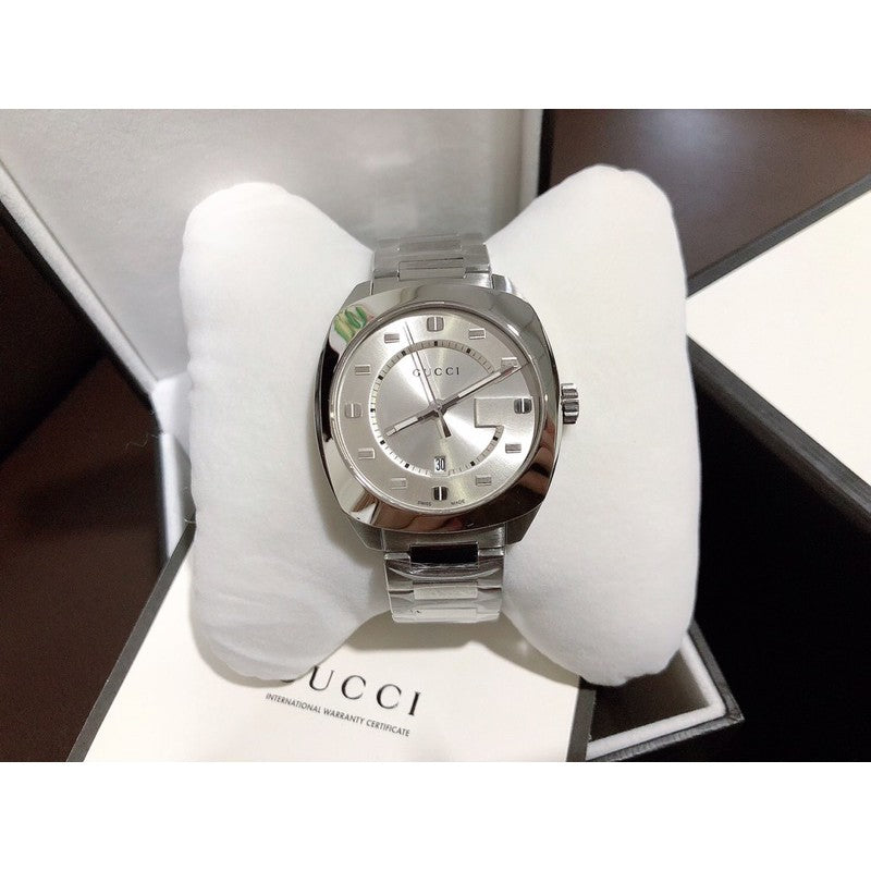 Gucci GG2570 Quartz Silver Dial Silver Steel Strap Watch For Men - YA142308