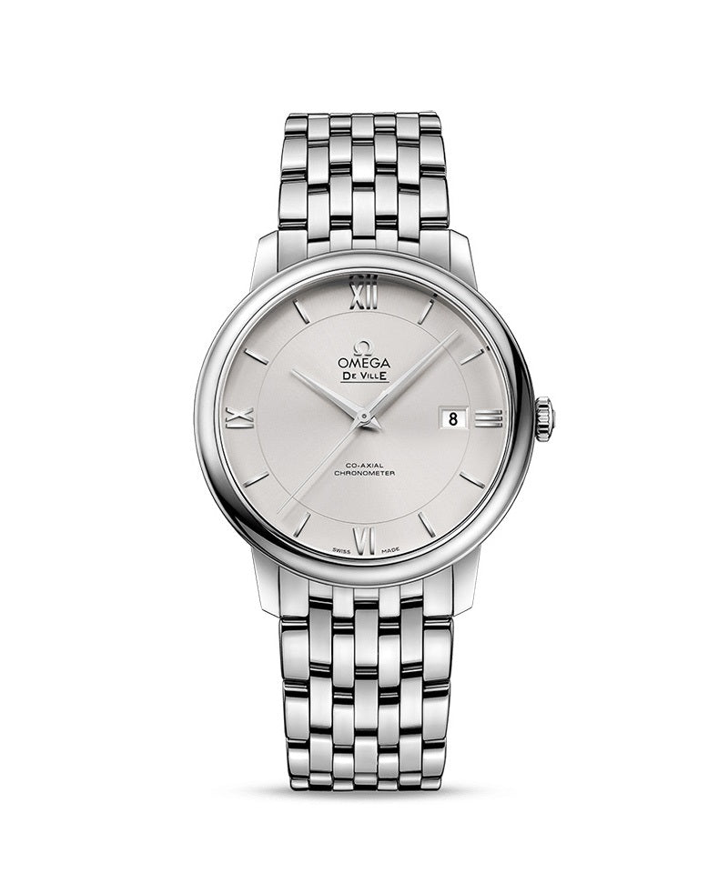 Omega De Ville Prestige Co-Axial Silver Dial Silver Steel Strap Watch for Men - 424.10.40.20.02.003