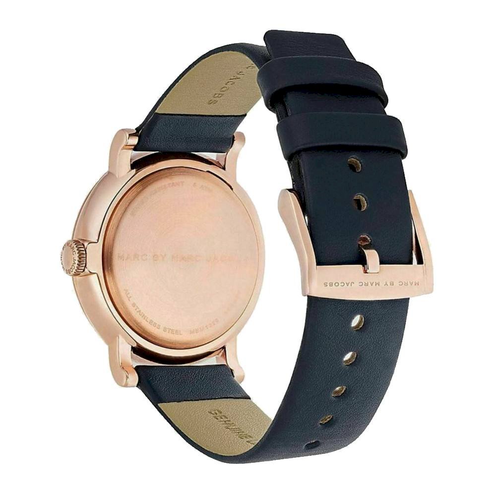 Marc Jacobs Baker Navy Blue Dial Navy Blue Leather Strap Watch for Women - MBM1329