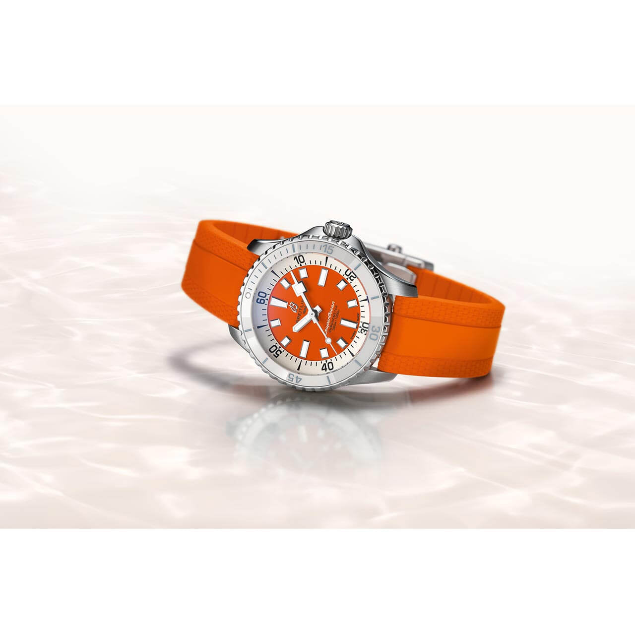 Breitling Superocean Automatic 36 Orange Dial Orange Rubber Strap Watch for Men - A17377211O1S1