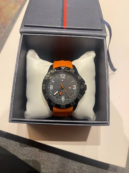 Tommy Hilfiger Cole Black Dial Orange Rubber Strap Watch for Men - 1790985