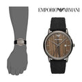 Emporio Armani Luigi Analog Brown Dial Black Leather Strap Watch For Men - AR11156