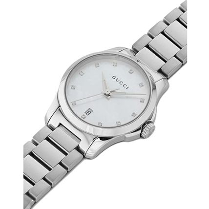 Gucci G Timeless Silver Stainless Steel Mother of Pearl Dial Quartz Watch For Women - YA126542