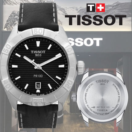 Tissot PR 100 Sport Black Dial Black Leather Strap Watch For Men - T101.610.16.051.00