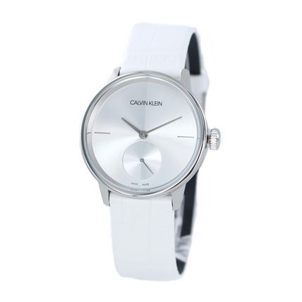 Calvin Klein Accent White Dial White Leather Strap Watch for Women - K2Y231K6