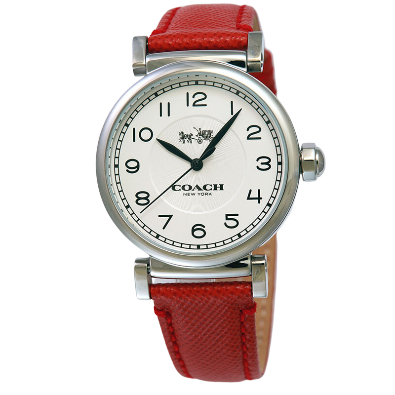 Coach Madison White Dial Red Leather Strap Watch for Women - 14502407