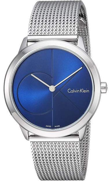 Calvin Klein Minimal Blue Dial Silver Mesh Bracelet Watch for Women - K3M2212N