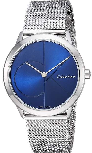 Calvin Klein Minimal Blue Dial Silver Mesh Bracelet Watch for Women - K3M2212N