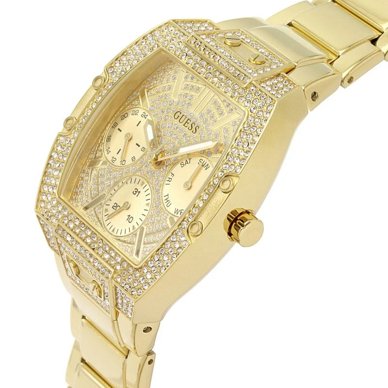 Guess Raven Diamonds Gold Dial Gold Steel Strap Watch for Women - GW0104L2