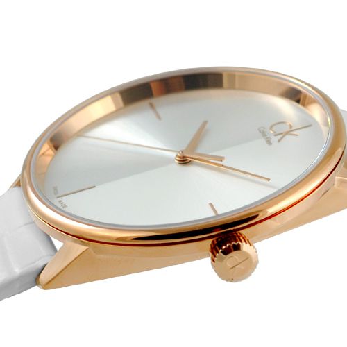 Calvin Klein Accent White Dial White Leather Strap Watch for Women - K2Y2X6K6