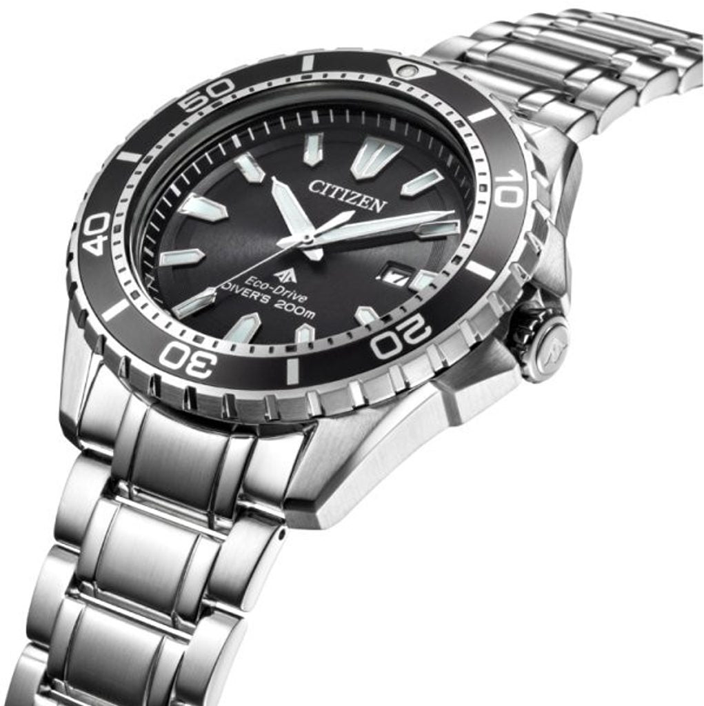 Citizen Promaster Diver Chronograph Black Dial Silver Stainless Steel Watch For Men - BN0190-82E