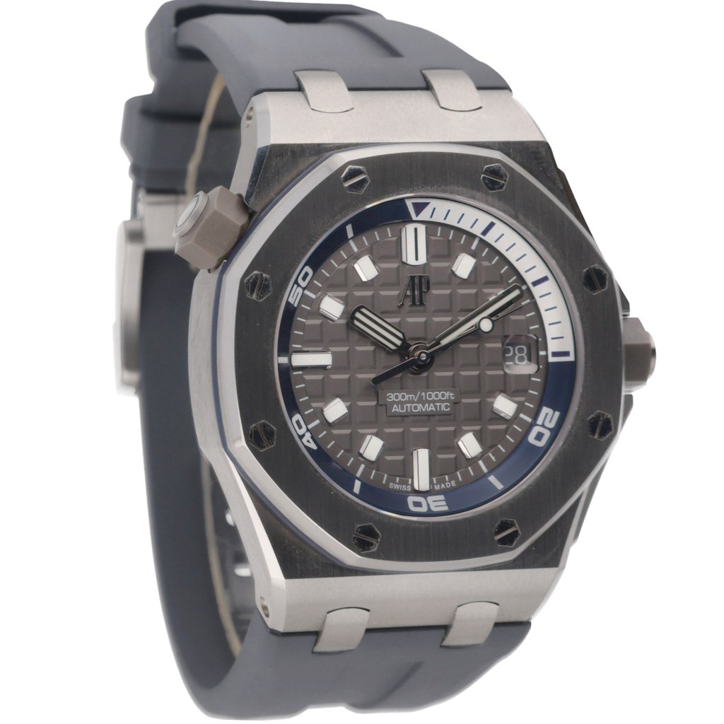 Audemars Piguet Royal Oak Offshore Diver Grey Dial Grey Rubber Strap Watch for Men - 15720ST.OO.A009CA.01