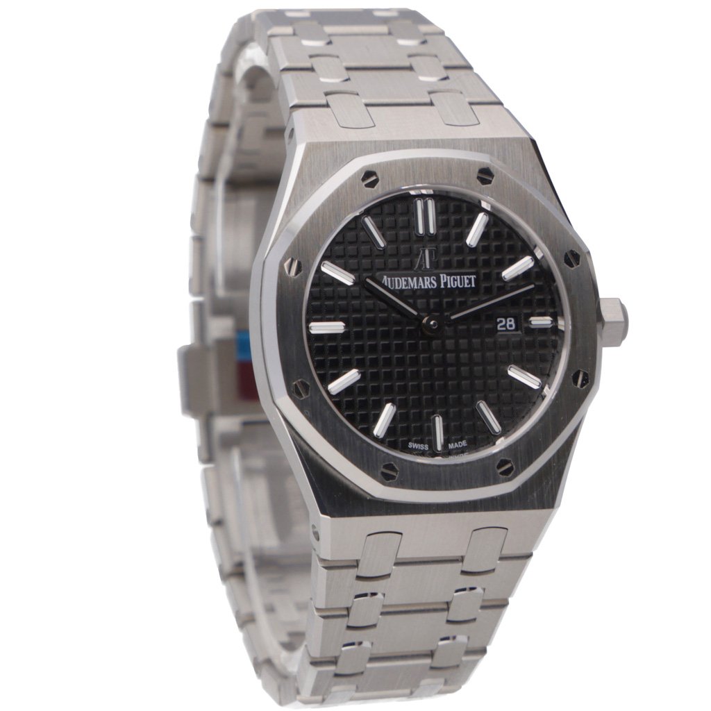 Audemars Piguet Royal Oak Quartz Black Dial Silver Steel Strap Watch for Women - 67650ST.OO.1261ST.01