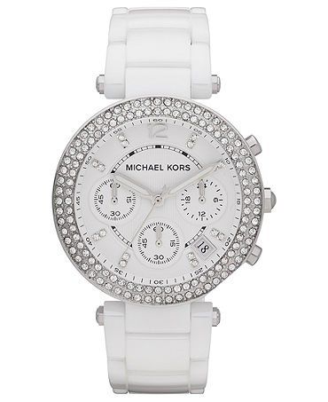 Michael Kors Parker White Dial White Ceramic Strap Watch for Women - MK5654