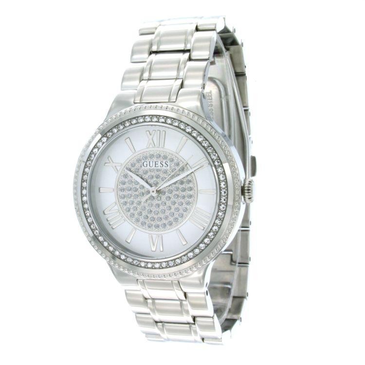 Guess Madison Diamonds Silver Dial Silver Steel Strap Watch for Women - W0637L1