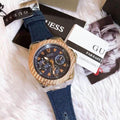 Guess Legacy Analog Blue Dial Blue Denim Strap Watch for Men - W1058G1