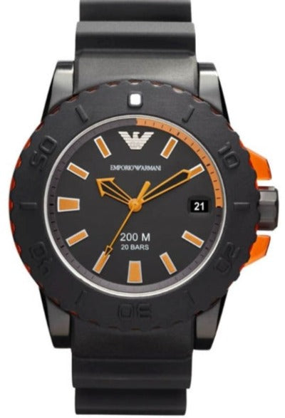 Emporio Armani Sportivo Quartz Black Dial Black Silicone Strap Watch For Men - AR5969