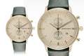 Emporio Armani Gianni Chronograph Champagne Dial Green Leather Strap Watch For Men - AR1722