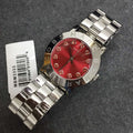 Marc Jacobs Amy Red Dial Silver Stainless Steel Strap Watch for Women - MBM3333